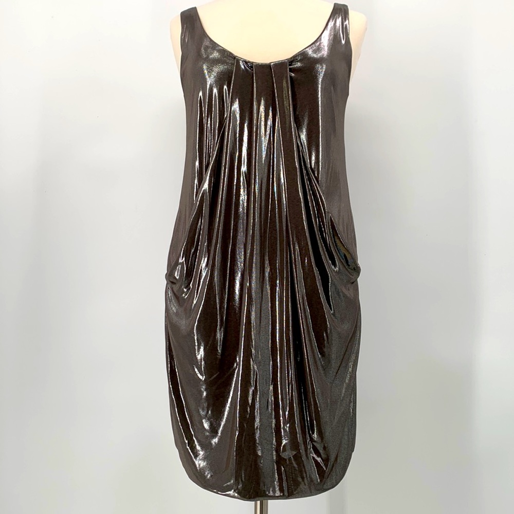 DVF - Pewter Liquid Metal Lesley Cocktail Dress
